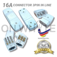 Electrical 3Pin 16A Plug & Socket Connector Converter Adaptor Male & Female 16Amp