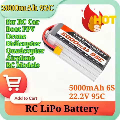 Graphene Lipo Battery 5000mAh 6S 22.2V 95C High Discharge Rate with XT60 XT90 Plug for RC Car Boat F