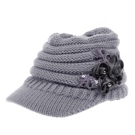 Women Ladies Knitted Hat Winter Crochet Peaked Beanie Cap Hat Knitted Skull Cap