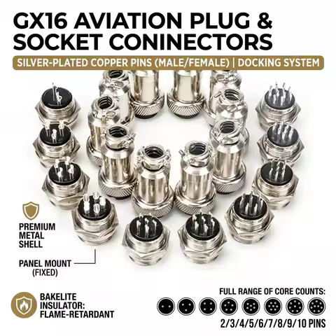 Waterproof GX16 Connector GX16 Connector 2/3/4/5/6/7/8/910Pin Male Female Aviation Connector Waterpr