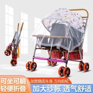 Baby Twin Stroller Children Rattan Stroller Reclining Folding Two-Seat Outdoor Baby Twin Baby
