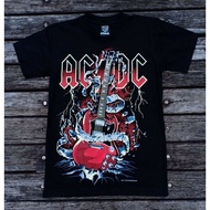 Retro Baju ACDC T-shirt HARD ROCK BAND ROCK N ROLL GUITAR LEGEND Printed T-shirt Round Neck Top Tee 