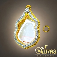 Micron Gold Buddha Amulet Frame With Cz Diamonds Can Hold A Size 2.8x4.5 Cm (+-No More Than 2 Mm Be 