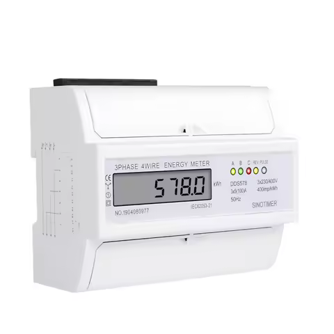 DDS578 Three-phase liquid crystal display household 380V rail type watt-hour meter 7P energy meter 5