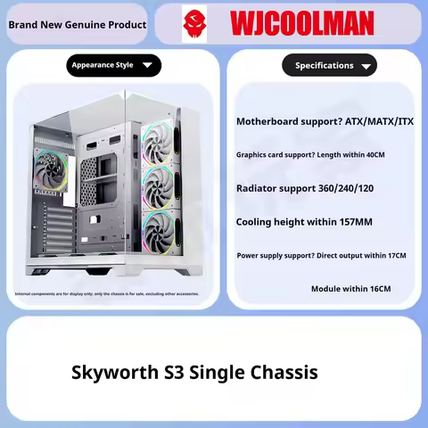 WJCOOLMAN Skyline S3 Three-sided Glass Panoramic Sea View Room Computer Case Supports 360 Degree Wat