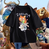 OKO Cotton Unisex Short Sleeve Sweet T-shirt Zootopia Cute Print Baju Tshirt Woman and Men Loose Top