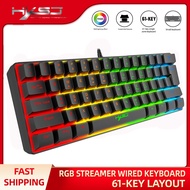 HXSJ Gaming Keyboard 61 Keys RGB Backlit 60 60 Business Keyboard US Wired Wireless Bluetooth Mini Compact PC Gamer MAC PS4