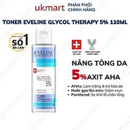 Toner Eveline 5% Glycolic Acid Glycol Therapy Cho Da Căng Bóng Mịn Màng Mờ Thâm Mụn Trẻ Hóa Da 110ml