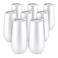 8Packs Stemless Champagne Flutes Wine Tumbler 6 OZ Double-Insulated Wine Tumbler with Lids Cocktail 