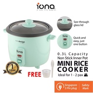 IONA 0.3L Electric Small Mini Rice Cooker Non Stick - GLRC03