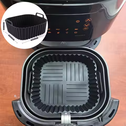 Silicone Air Fryer Oven Baking Plate Pizza Fried Chicken Silicone Basket Reusable Air Fryer Liner Ac