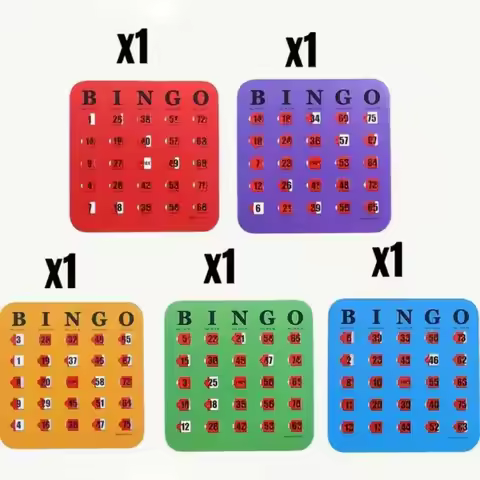5pcs Bingo Game Card Easy-Read With Sliding Windows Reusable Logical Thinking Ability Game Bingo Boa
