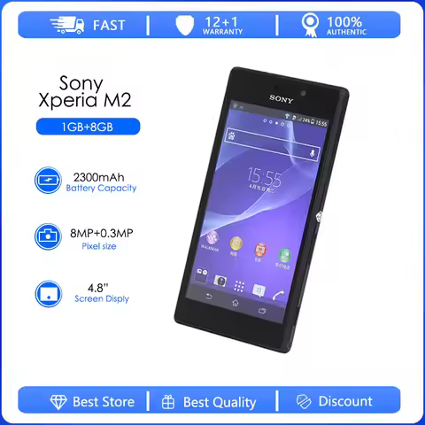 Sony Xperia M2 D2303 Refurbished Original Unlocked 1GB RAM 8GB ROM 4.8" Android 4.3 Quad Core 8MP WI
