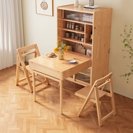 Japanese telescopic ash robot folding dining table integrated sideboard Nordic log desk small household