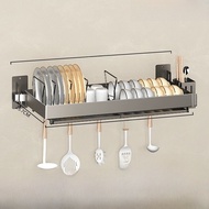 Stainless Steel Wall Mounted Kitchen Bowl Dish Draining Rack Sink above Bowl Plate Drying Shelf Stor