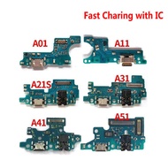 USB ชาร์จพอร์ต Connector บอร์ด Flex Cable พร้อมไมโครโฟนไมโครโฟนสำหรับ Samsung A01 A11 A21 A21S A31 A41 A51 A71 M11 M21 M31 M30S M31S