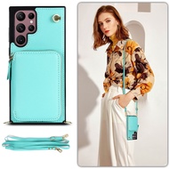 Leather Wallet Flip Zipper Credit Card Holder Case For Samsung Galaxy S22 Ultra 5G S22 Plus Note 20 