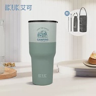 【IKUK 艾可】陶瓷珍奶冰壩保溫杯900ml-小熊珍奶杯 露營綠