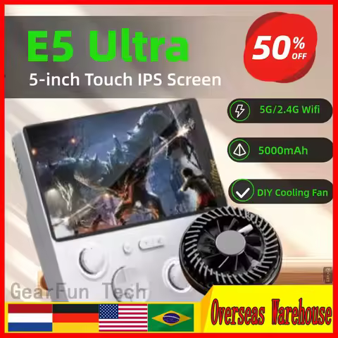 256G E5 Ultra Portable Retro Game Console Wi-Fi 5000mAh 5-inch Touch IPS Screen 2.4G Supports Smooth