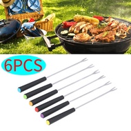 6 Pcs Fondue Forks Stainless Steel Long Forks For Cake Chocolate Fruits Cheese Fondue