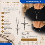 SILVER PIPE CROSS NECKLACE – MEN'S SPIRITUAL NECKLACE &Wanita STAINLESS STEEL CROSS NECKLACE/ CHRIST