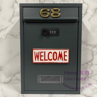 [Grocery King] Handmade Premium Red WELCOME Combination Lock Mailbox With House Number/Mailbox 5 Col