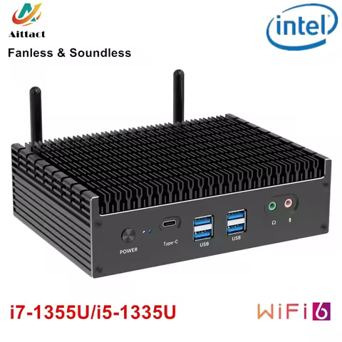 Aittact Fanless MiniPC 13th Gen Intel i7 1355U i5 1335U Windows 11 PCIE4.0 Dual 2.5G LAN Tunderbolt 