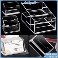 AELUUAKE 1Pcs Business Card Box, Display Stand  Transparent Bussiness Card Holder,  1/2/3 Grids Scho
