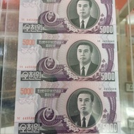 Uang bersambung/uncut 5000 won Korea Utara