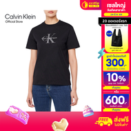 CALVIN KLEIN เสื้อยืดคอกลมแขนสั้นผู้หญิง Monogram Logo ทรง Regular รุ่น 47B865G UB1 - สีดำ