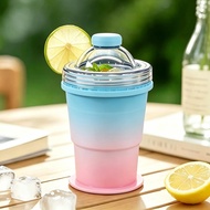 2 In 1 Collapsible Ice Ball Cup With Straw | Food Grade Silicone Ice Mold Tumbler | Portable H7r2