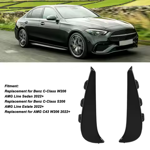 Gloss Black Front Bumper Fog Grille Ari Vent Cover Trims 206 885 2902 Replacement C‑Class W206 AMG L