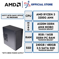 JUSTIT AMD AM4 Office PC Package ( RYZEN 3 3200G / RYZEN 5 5500GT / RYZEN 5 5600GT & 8GB / 16GB & 24