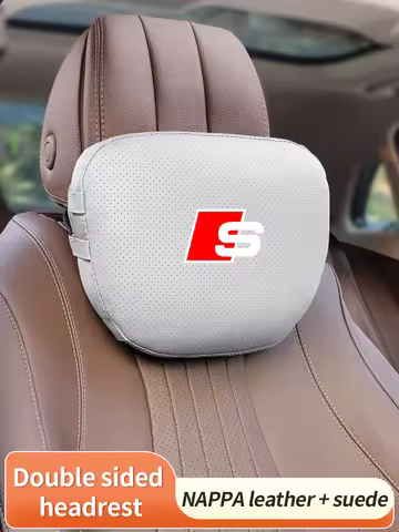 Car Suede Leather Headrest Seat Lumbar Back Pillow For Audi Sport S Line A3 A4 A5 A6 A7 A8 Q3 Q5 Q7 