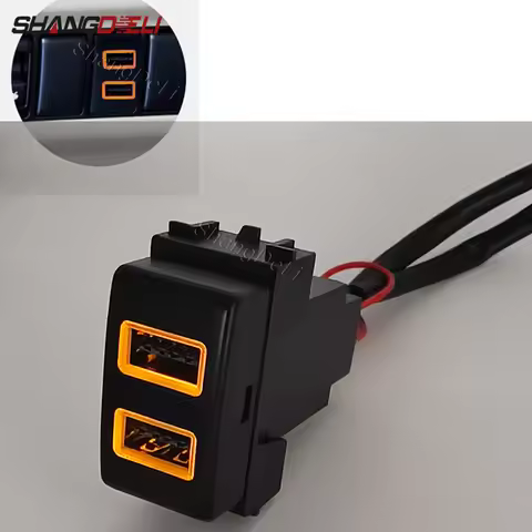 1PC Orange LED Light Car Quick Charger Double USB Socket Adapter For Nissan Qashqai Tiida Teana Sunn