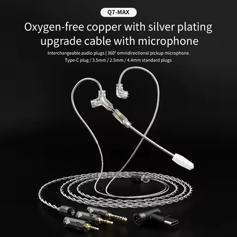 New Game Boom Microphone Earphone upgrade Cable 2.5/3.5/4.4/Type-c- QDC Replacement cable HIFI game 