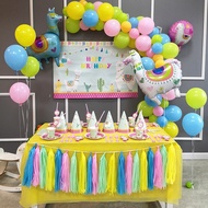 Llama Alpaca theme party Disposable tableware paper plate cup napkin banner straw tablecloth kids bi