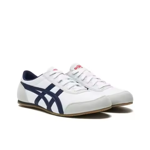 Onitsuka Tiger Track Trainer Unisex Slim-Fit Low-Top Casual Sneakers with Thin Soles White and Blue 