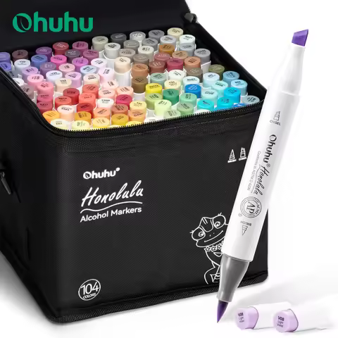 Ohuhu Honolulu 104 Colors Marker Pen Set Alcohol Art Markers Refillable Dual Tips Sketching Drawing 