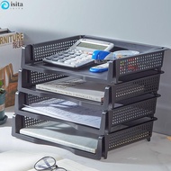 ISITA Stackable File Rack, Desktop Organizer File Organizer A4 File Storage Tray, Simple Laminated P