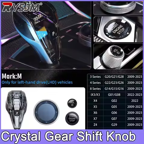 4 Piece Set Crystal Gear Shift Knob LHD for BMW X3/X5/X6 3/4/7 Series G20 G21 G28 G12 X6 G06 X7 G07 