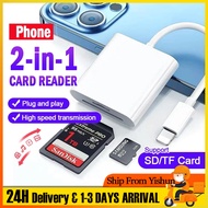 2 In 1 Card Reader Memory Card OTG Adapter SD/ TF Card Reader For Apple 15/16 and Pad