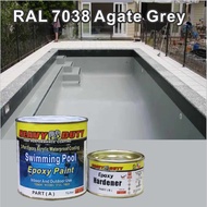 RAL 7038 AGATE GREY SWIMMING POOL EPOXY PAINT /Heavy Duty • 2-Part Epoxy Acrylic Waterproof Coating • Kolam Renang