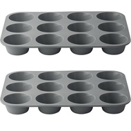 2 gói Muffin khay Silicone Muffin khuôn mẫu 12 cốc không dính Muffin cupcakes tin 12 sâu khay nướng