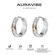 AURAVIBE-Subang Titanium Steel Corak Matahari Emas Gaya Santai Ringan Anti Karat Sesuai Uniseks