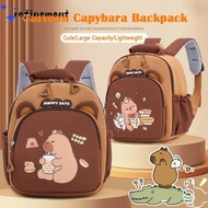 REFINEMENT Capybara Backpack, Cartoon Nylon Capybara School Bag, Multi-layer Lightweight Large Capac