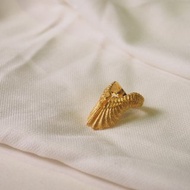 貓頭鷹之翼戒指，純銀，銀戒指，金戒指，翅膀戒指。