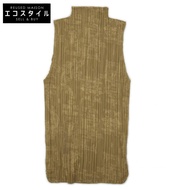 Pleats Please PP41-JK721 Beige Chinese Print Mock Neck Sleeveless Top, Size 3 [Used]