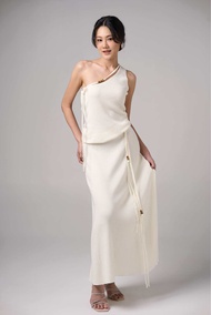 เสื้อ Knit one shoulder asymmetric top (Olive Taupe)