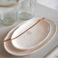 【Hübsch】白色陶瓷金線綴飾收納盤-2件組 飾品盤